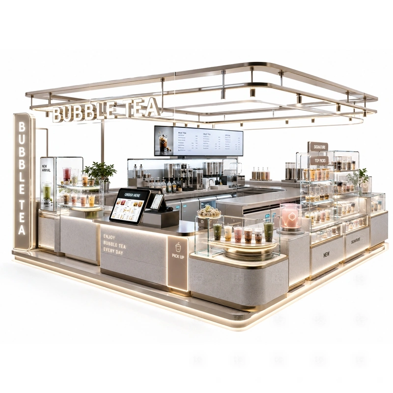 Turnkey Bubble Tea Kiosk Supplier with turnkey layout planning, production support, beverage equipment fit, and international delivery shown in the turnkey bubble tea kiosk supplier product photos for bubble tea and cold beverage retail