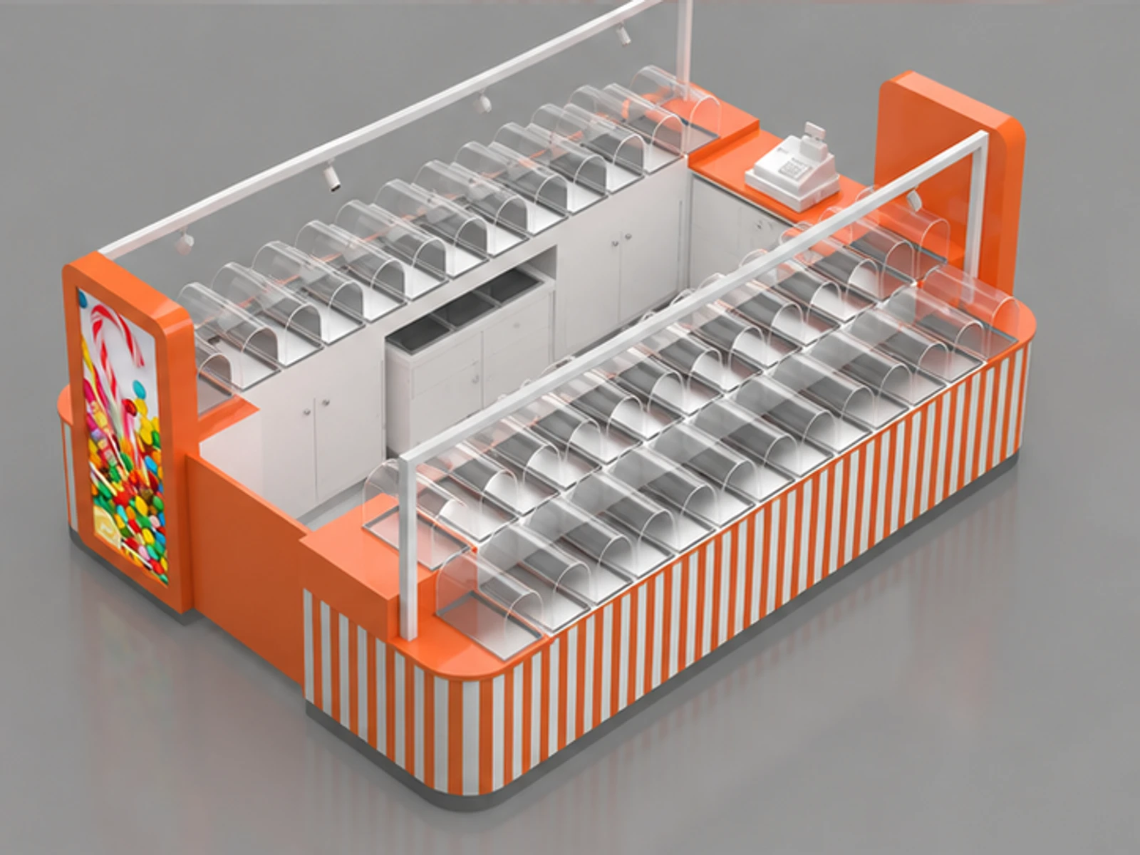 Best Quality Candy Sweet Kiosk Retail Food Stall For Mall staff-side equipment and storage view