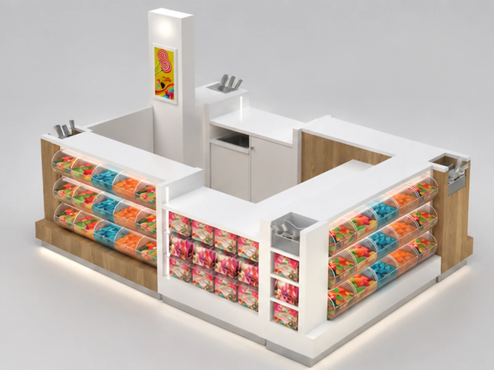 Candy booth Sweet Chocolate Kiosk Design For Sale main three-quarter view