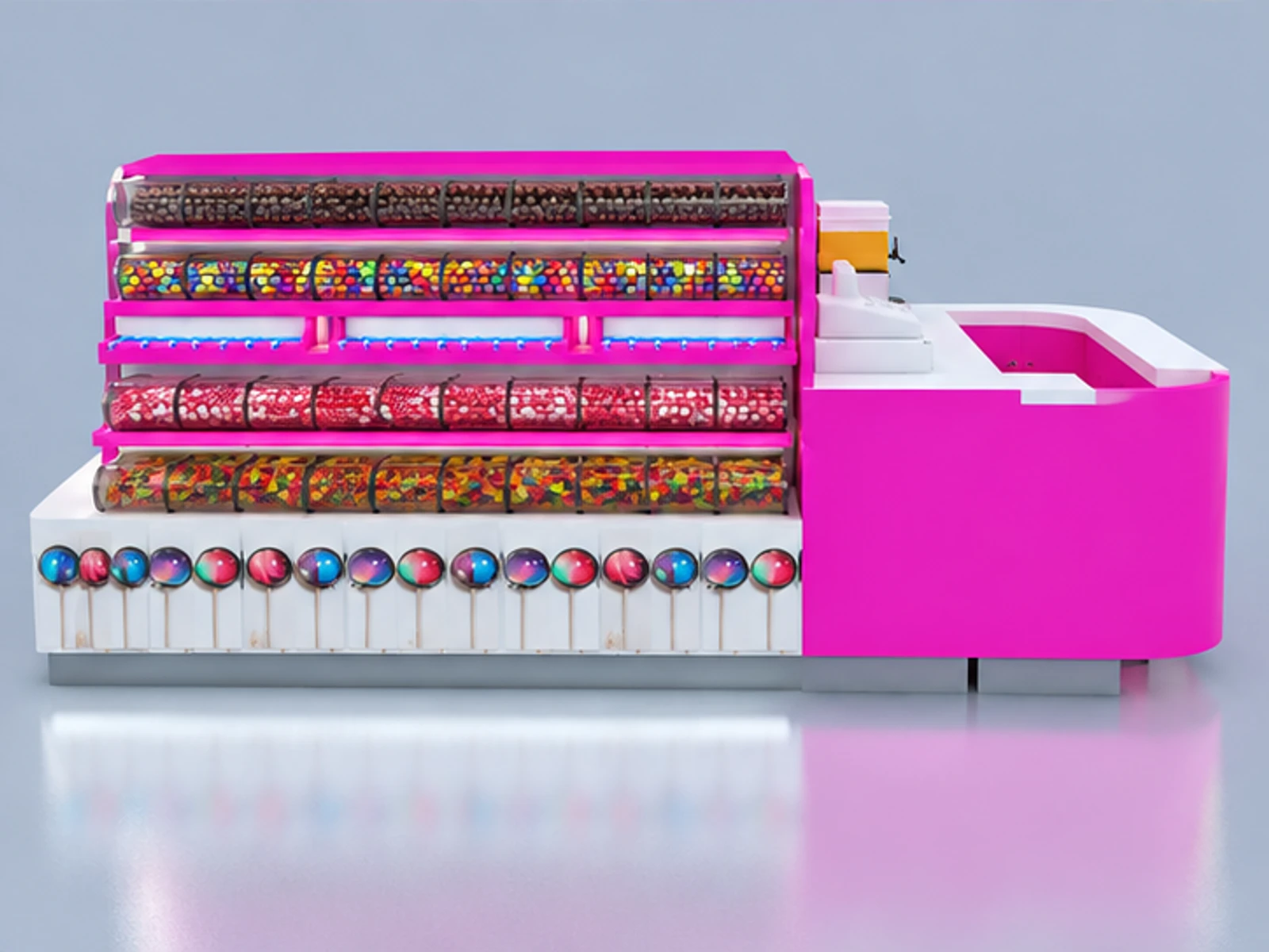 Colorful Candy Kiosk with Mall Retail Design & Nut Display Showcase for Sale customer-facing service and display view