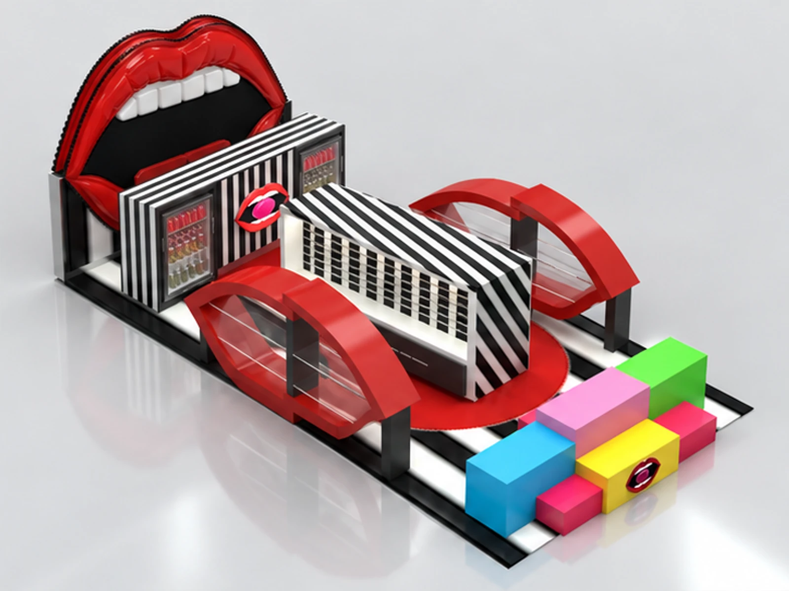 Customized Candy Kiosk & Sweets Display Counter for Chocolate Display Cabinet for Sale opposite angle and overall footprint
