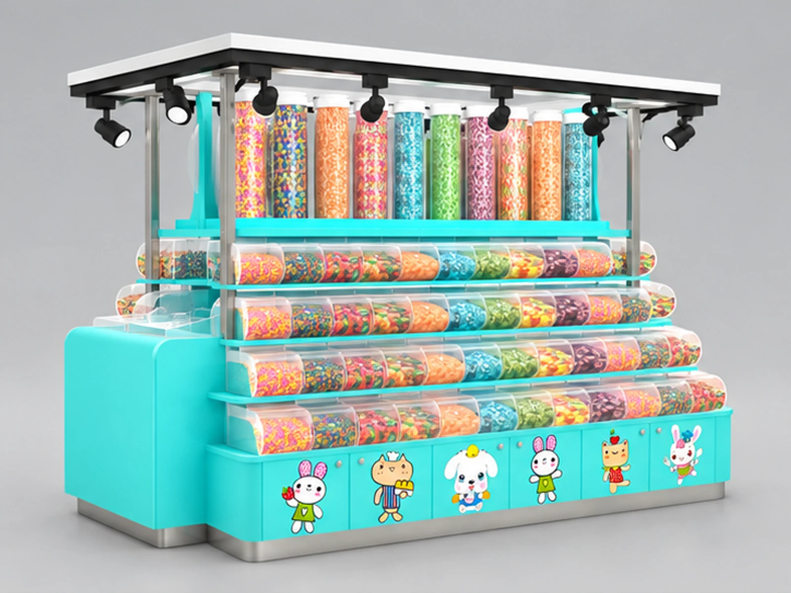 Fancy design mall retail candy display kiosk candy display cart for sale main three-quarter view