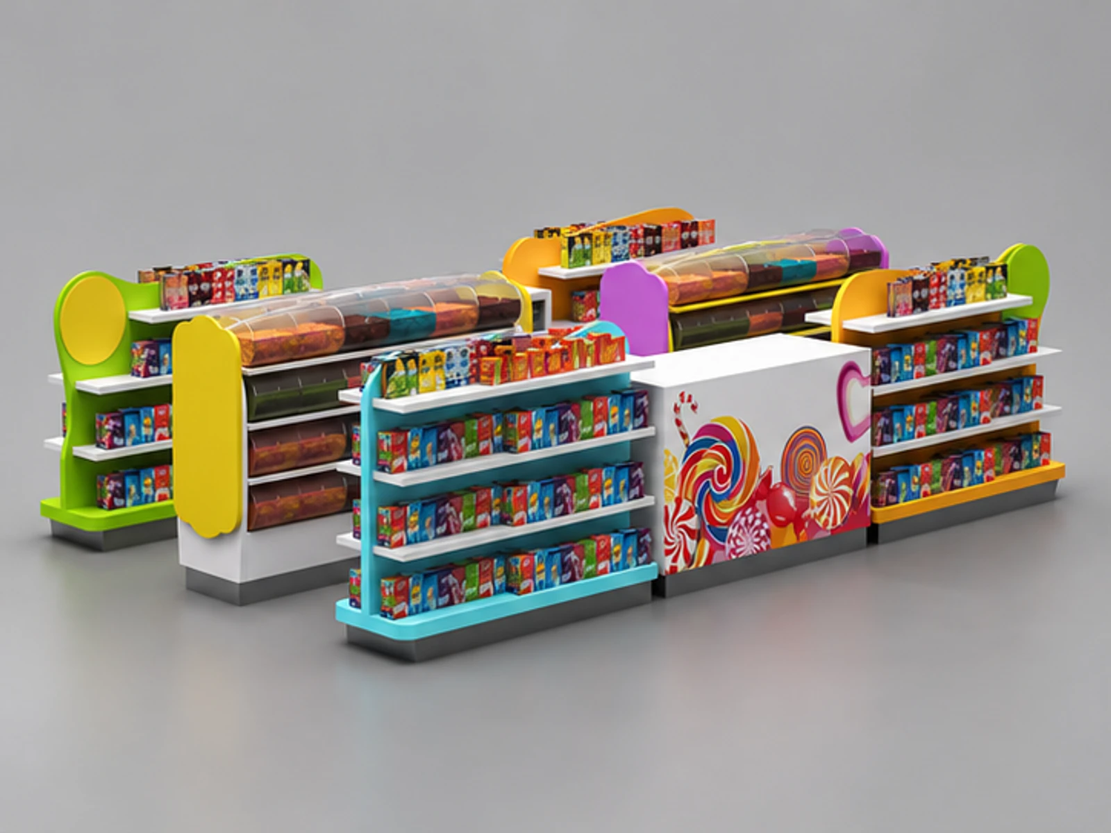 Good finishing Candy Stall Snacks Retail Food Kiosk Design main three-quarter view