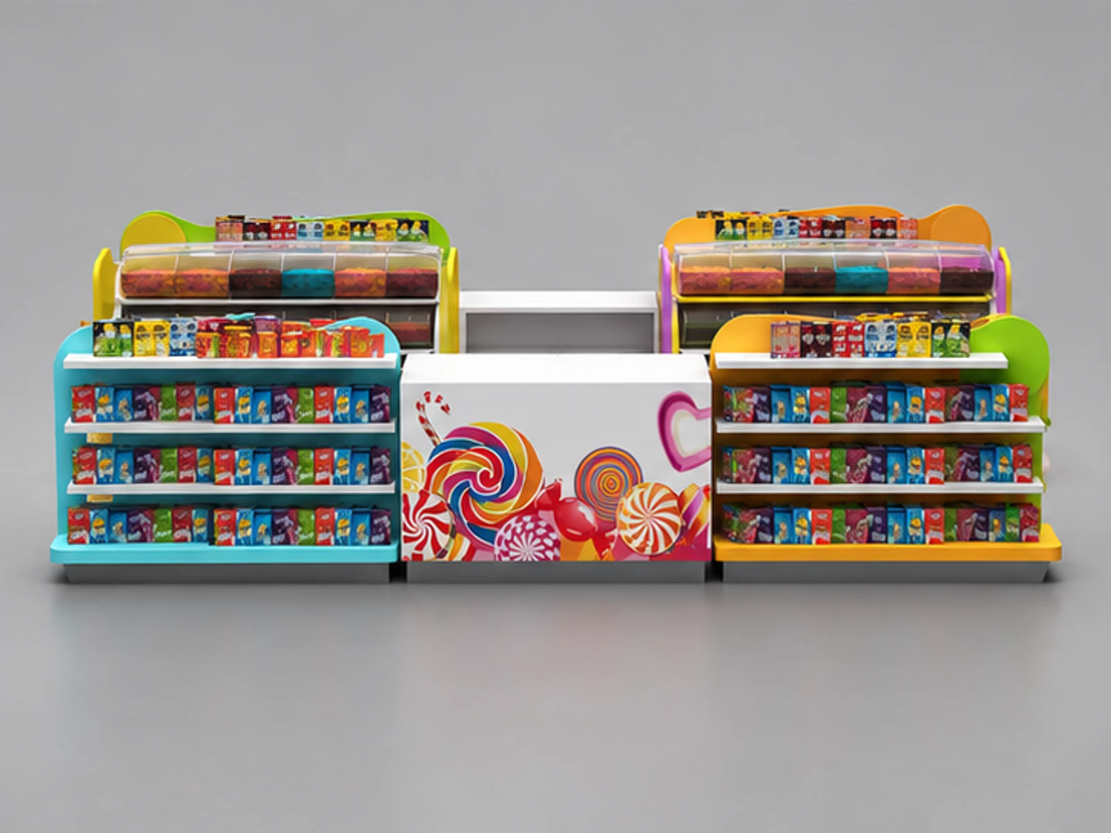 Good finishing Candy Stall Snacks Retail Food Kiosk Design customer-facing service and display view