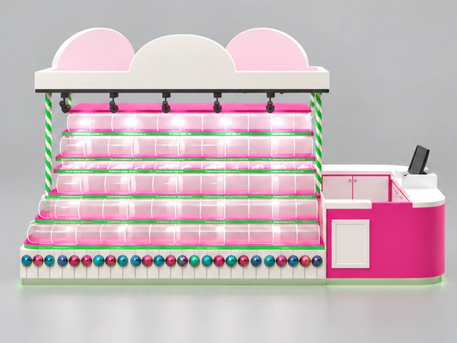 Lovely Candy Kiosk & Sweets Display Showcase with Professional Design in Retail Store for Sale customer-facing service and display view