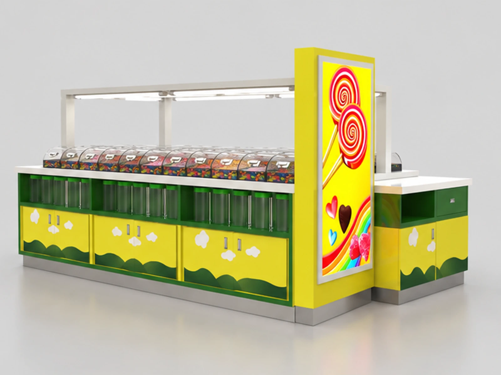 South Africa display candies kiosk in the mall for sale opposite angle and overall footprint