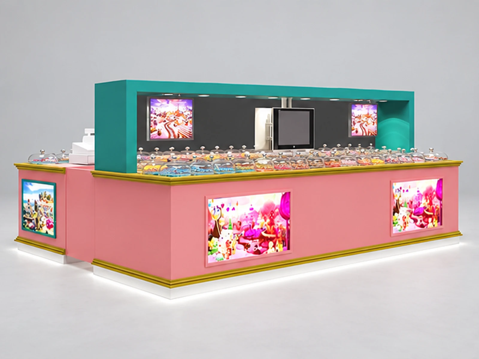 Useful candy kiosk portable sweet food booth retail candy counter in mall for sale main three-quarter view