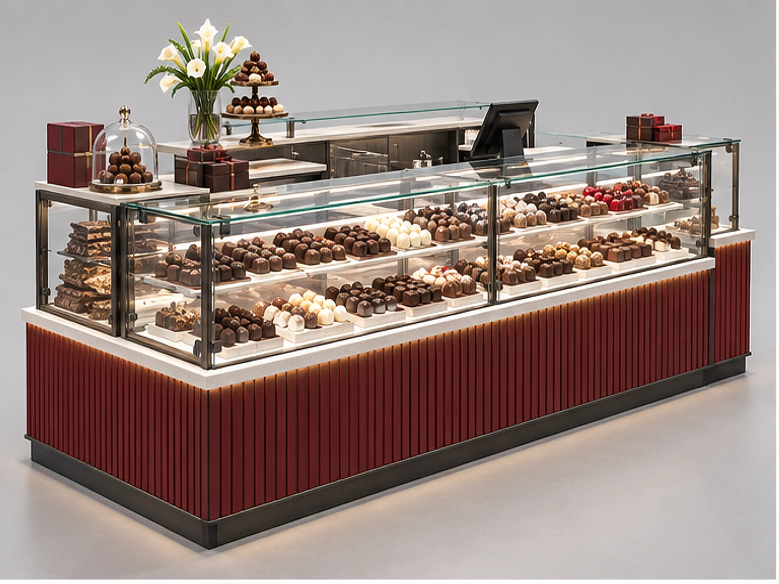 Artisan Chocolate Booth with Temperature-Controlled Case main three-quarter product view