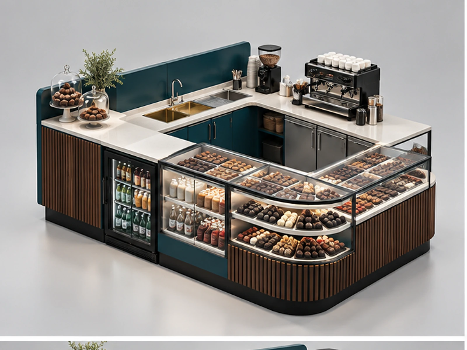Chocolate Dessert Kiosk with Beverage Station main three-quarter product view