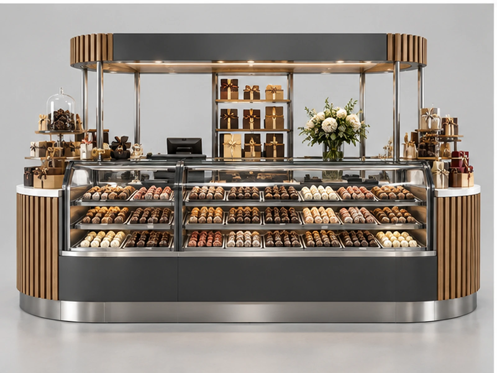 Commercial Chocolate Display Kiosk for Retail customer-facing display and service counter