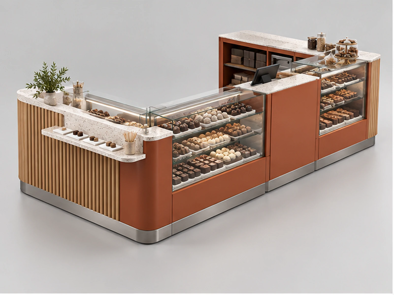 Compact Chocolate Kiosk with Sampling Counter main three-quarter product view
