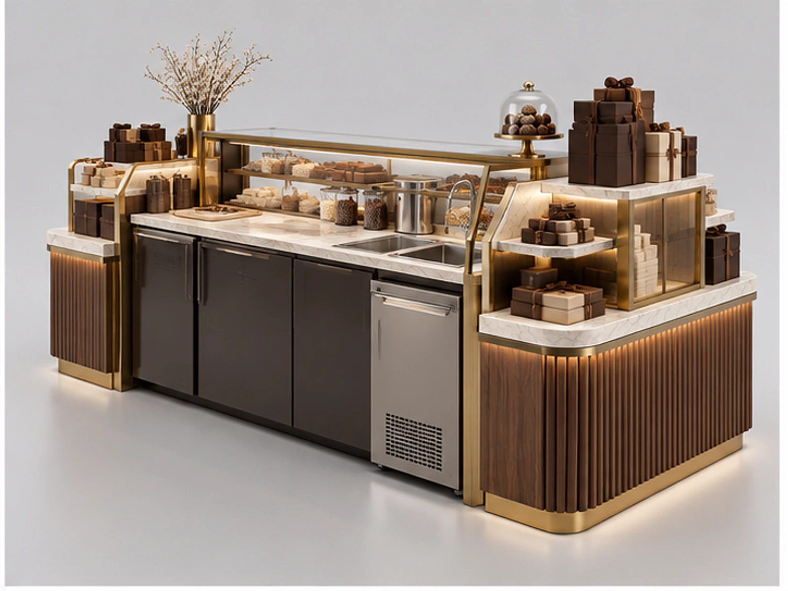 Luxury Chocolate Kiosk with Truffle Display opposite angle showing overall kiosk layout