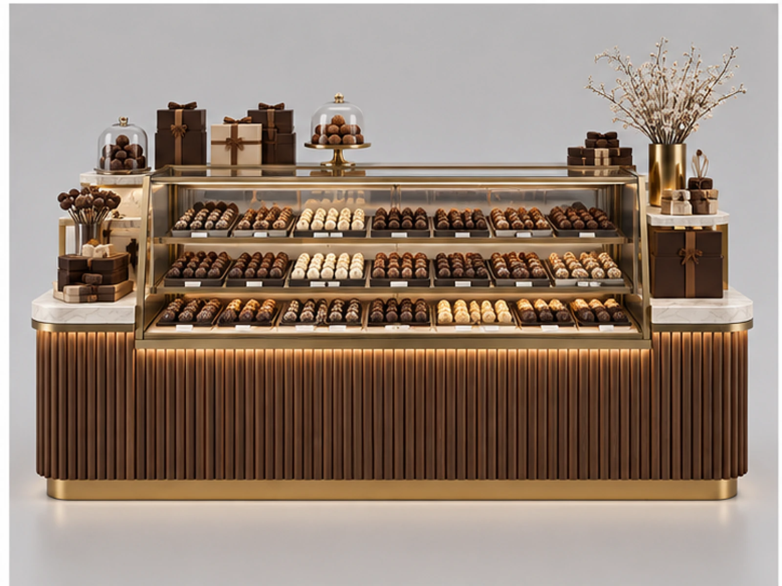 Luxury Chocolate Kiosk with Truffle Display customer-facing display and service counter