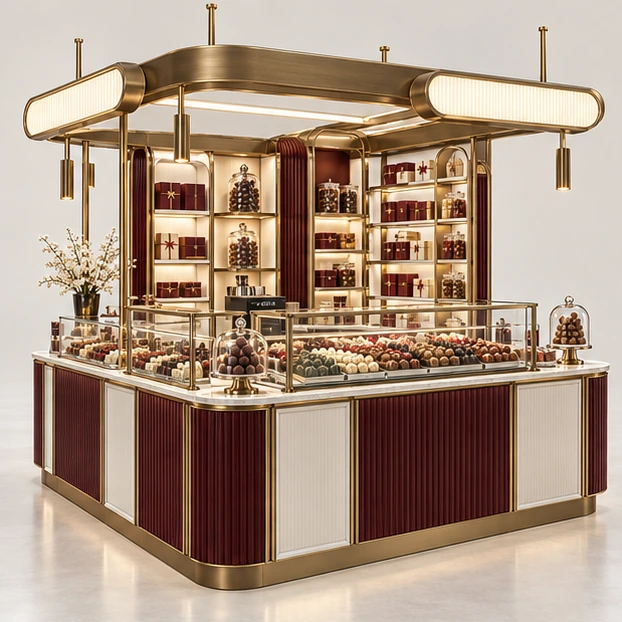 Luxury Praline Kiosk with Climate-Aware Storage main three-quarter product rendering