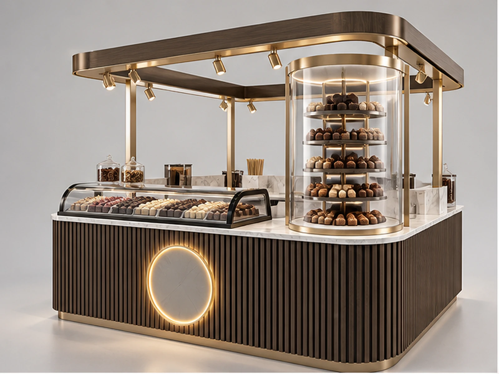 Premium Chocolate Kiosk with Marble Worktop main three-quarter product view