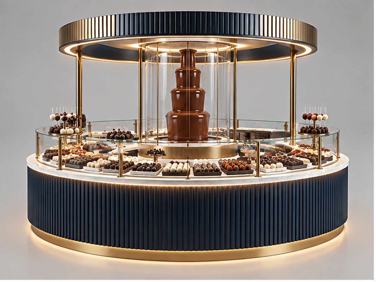 Round Chocolate Kiosk with Fountain Feature main three-quarter product view