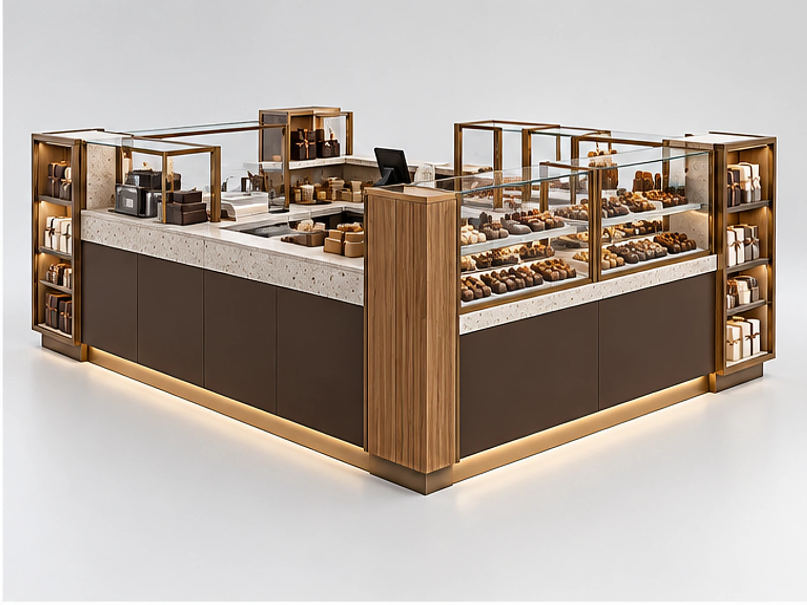 Turnkey Chocolate Kiosk Manufacturer Design opposite angle showing overall kiosk layout
