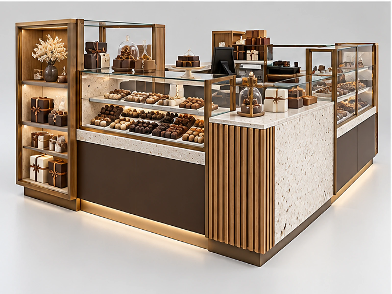 Turnkey Chocolate Kiosk Manufacturer Design customer-facing display and service counter