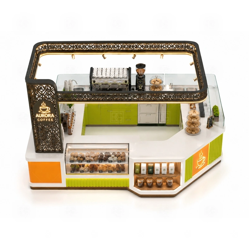 Custom Espresso Kiosk for Sale buyer planning detail for Custom Espresso Kiosk for Sale target size, espresso machine dimensions, grinder position, sink requirement, fridge size, menu board size, power and plumbing, destination country