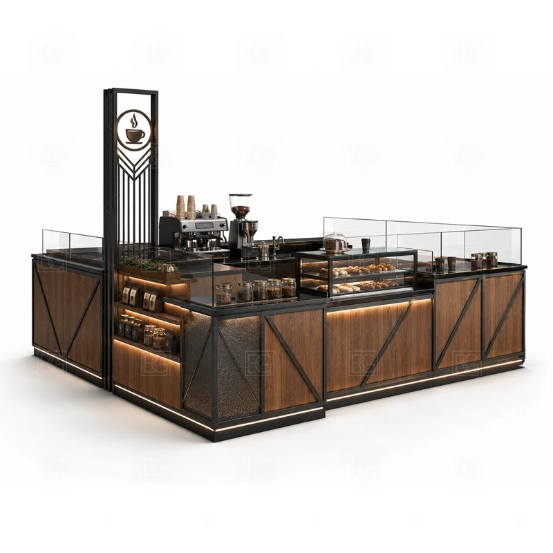 Portable Coffee Kiosk for Small Business with shopping mall approval, multi-side customer approach, and busy food court operation shown in the portable coffee kiosk for small business product photos for coffee and beverage retail