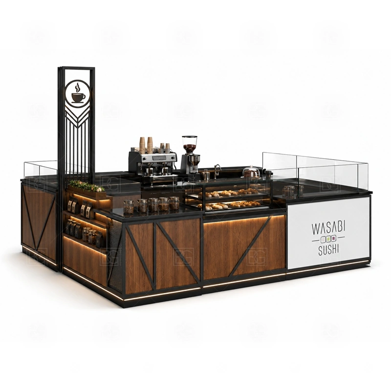 Portable Coffee Kiosk for Small Business layout showing equipment-first coffee counter planning shown in the portable coffee kiosk for small business product photos, with compact lease areas where storage and customer flow must be planned carefully