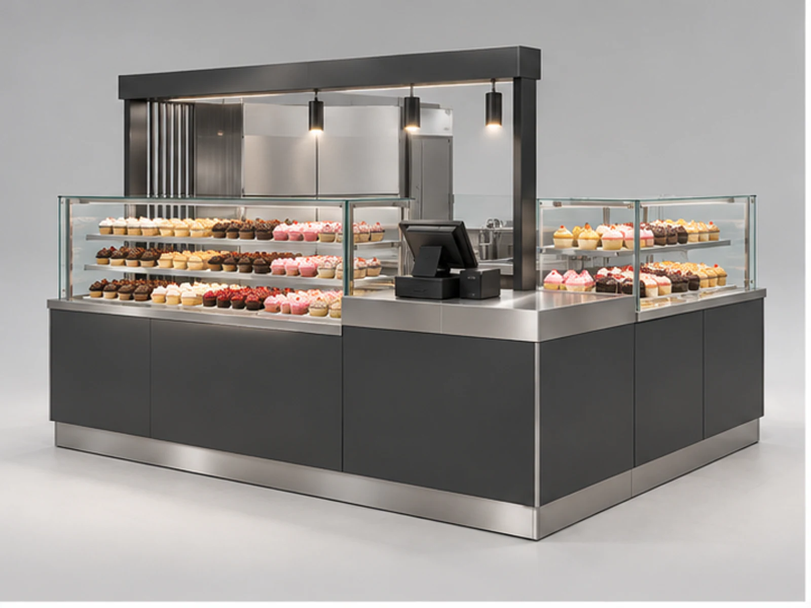 Commercial Cupcake Kiosk with Service Counter main three-quarter product view