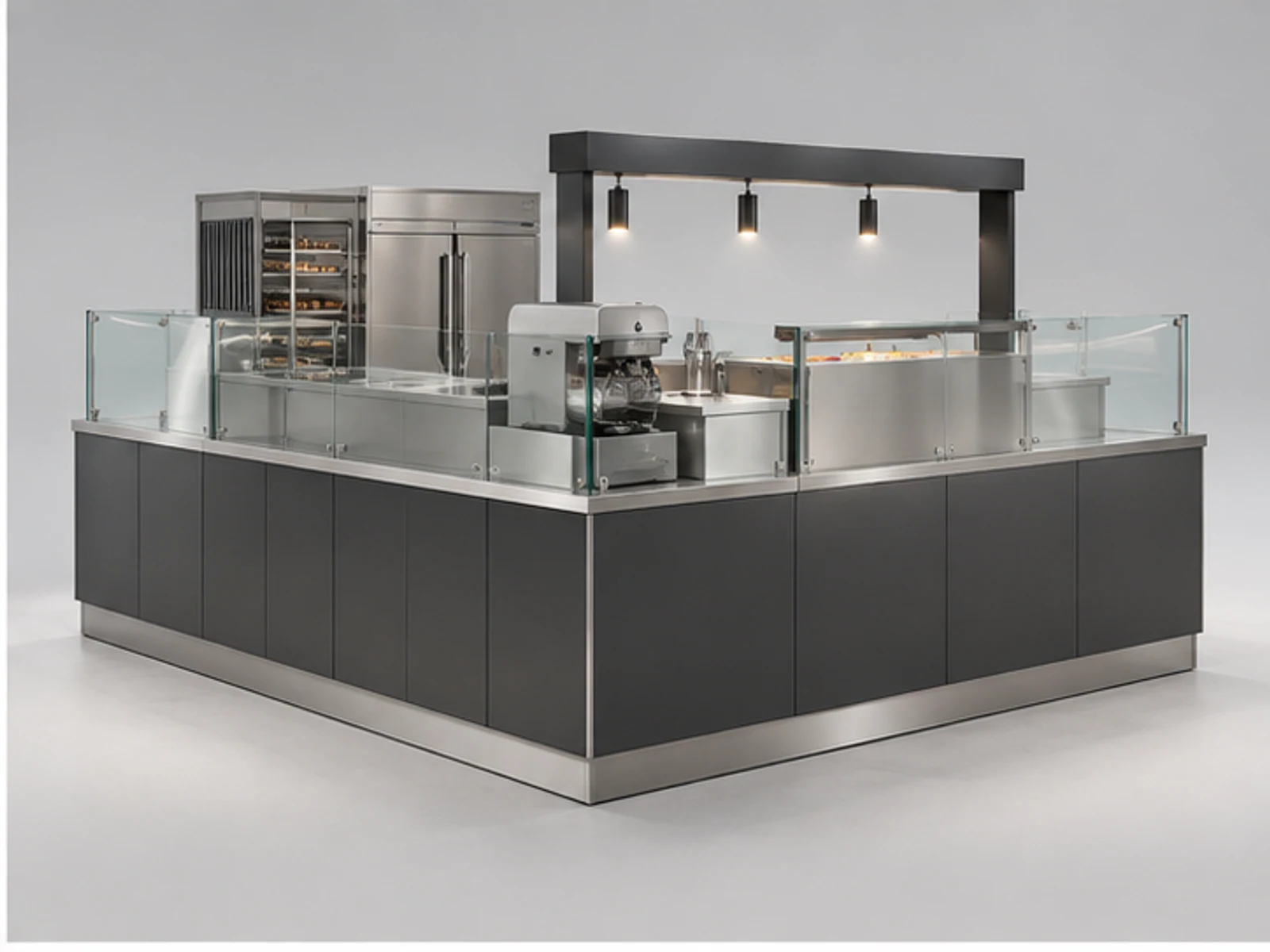 Commercial Cupcake Kiosk with Service Counter opposite angle showing overall kiosk layout