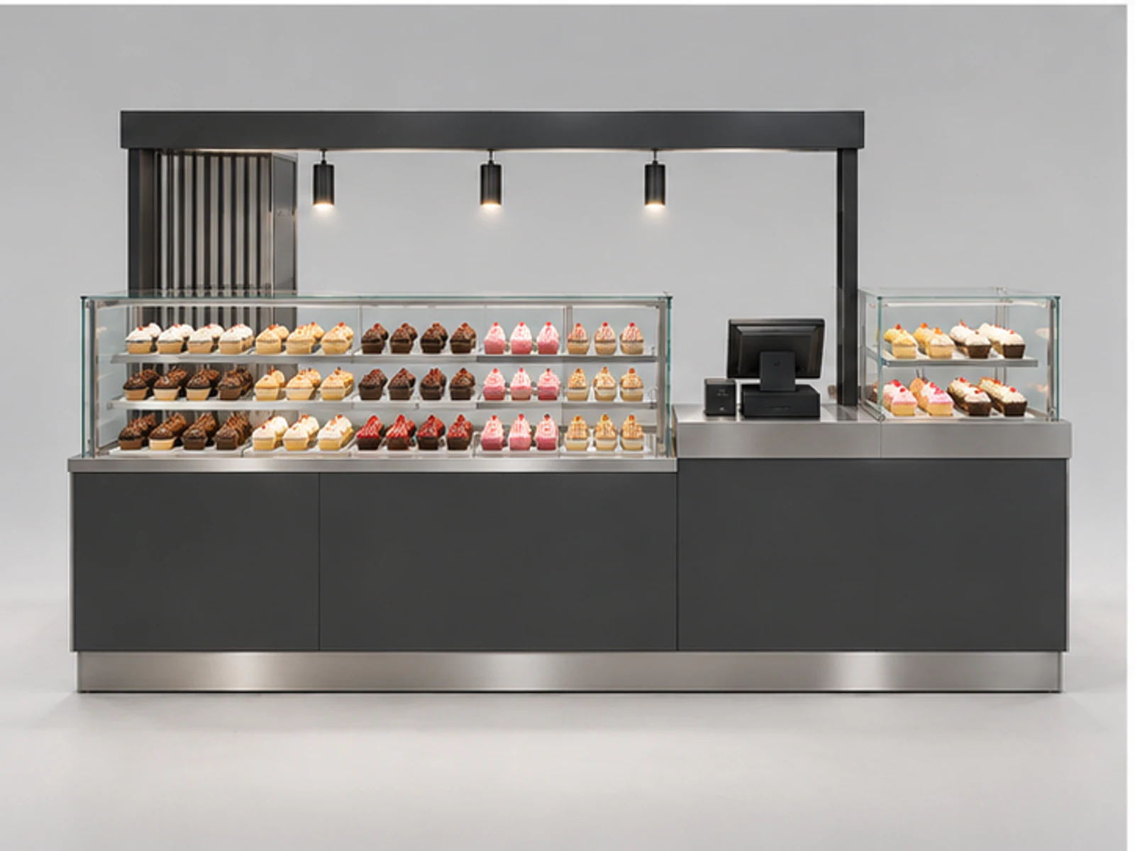 Commercial Cupcake Kiosk with Service Counter customer-facing display and service counter