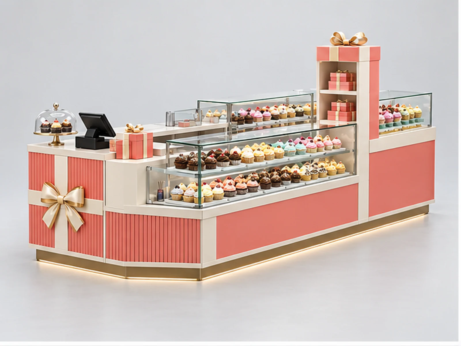 Compact Mall Cupcake Kiosk with Gift Box Counter main three-quarter product view