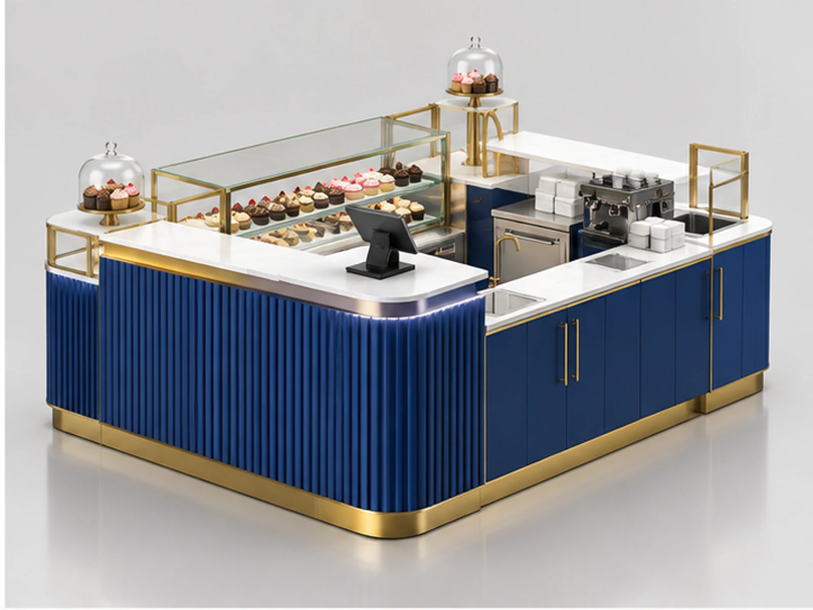 Custom Cupcake Kiosk for Bakery Brands opposite angle showing overall kiosk layout