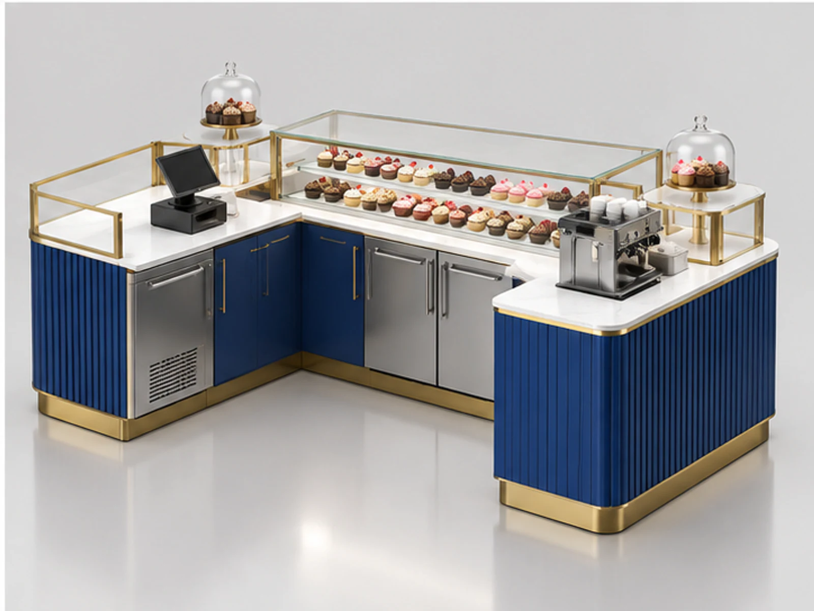 Custom Cupcake Kiosk for Bakery Brands staff-side equipment and storage layout