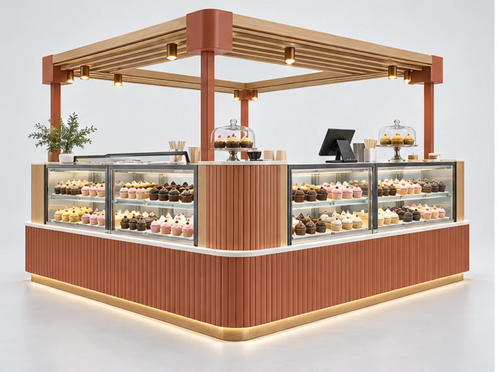 Island Cupcake Kiosk with Multi-Side Display customer-facing display and service counter