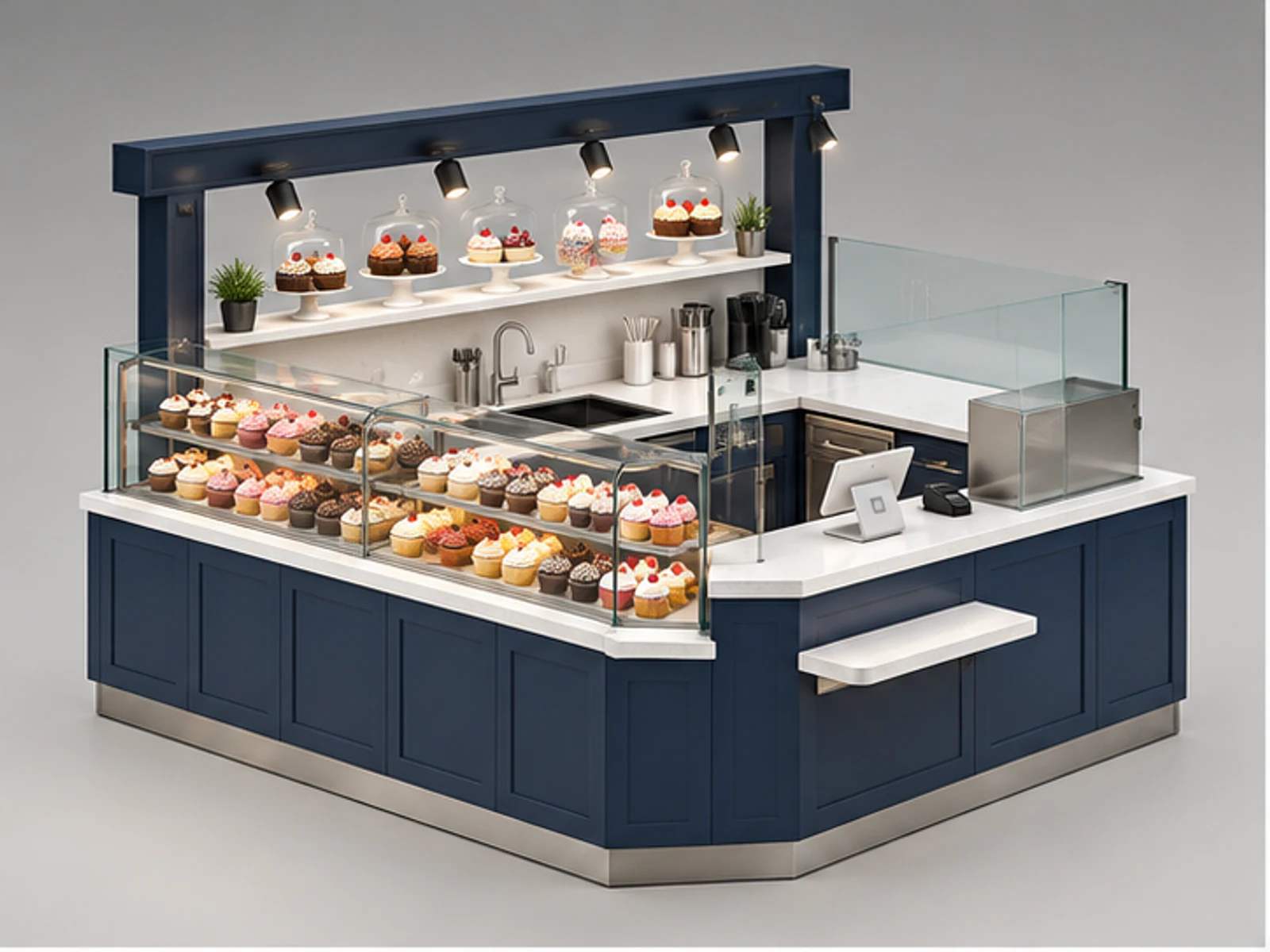 Large Cupcake Kiosk with Pickup Counter main three-quarter product view