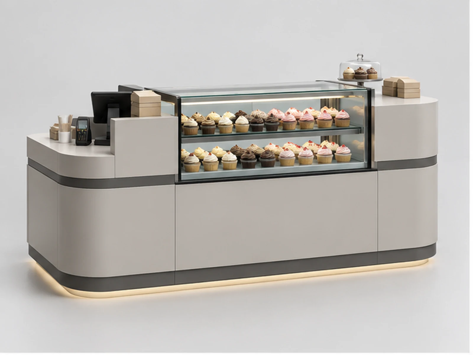 Minimal Cupcake Counter with Front Display Case main three-quarter product view