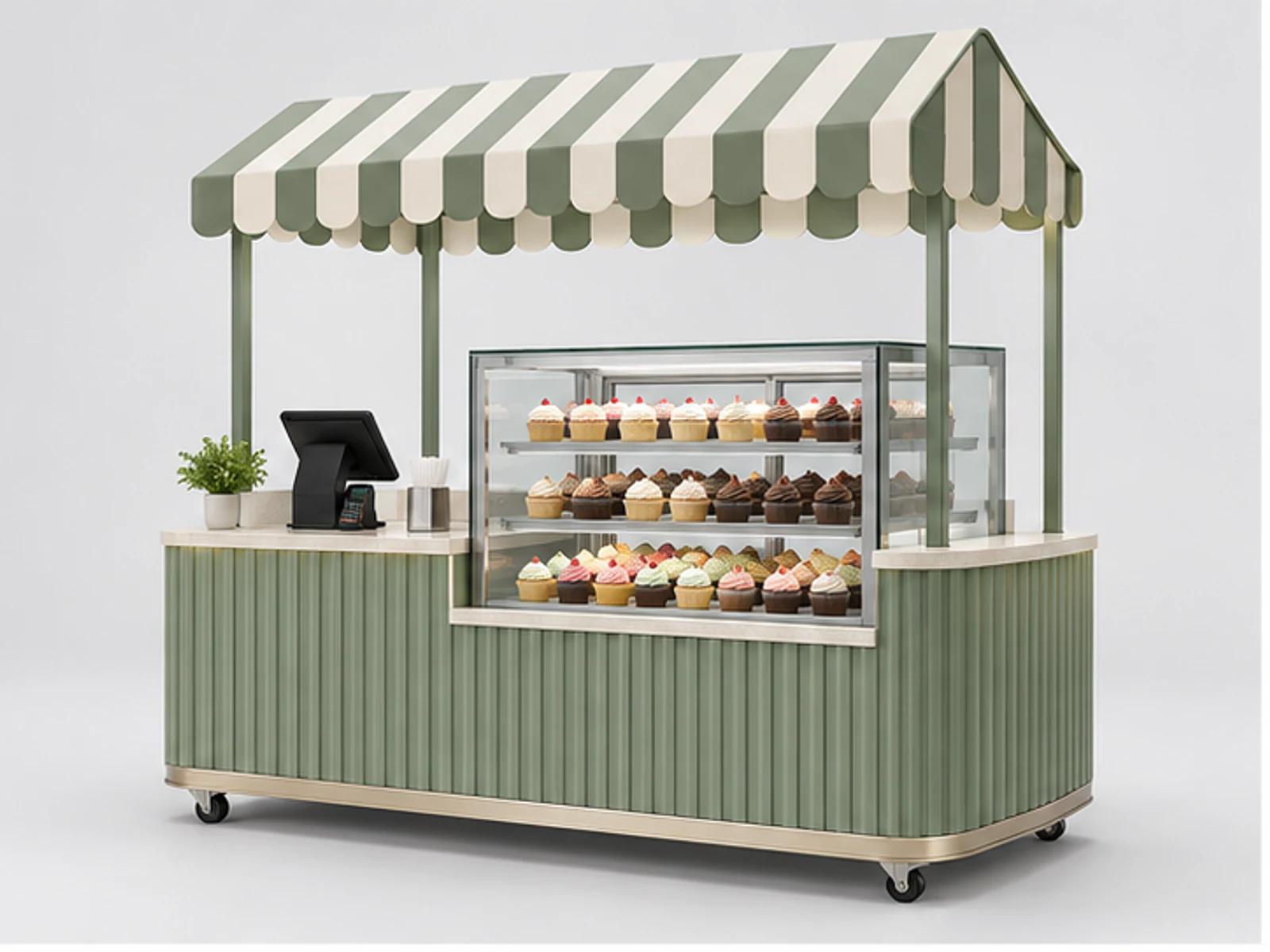 Mobile Cupcake Cart with Refrigerated Showcase main three-quarter product view