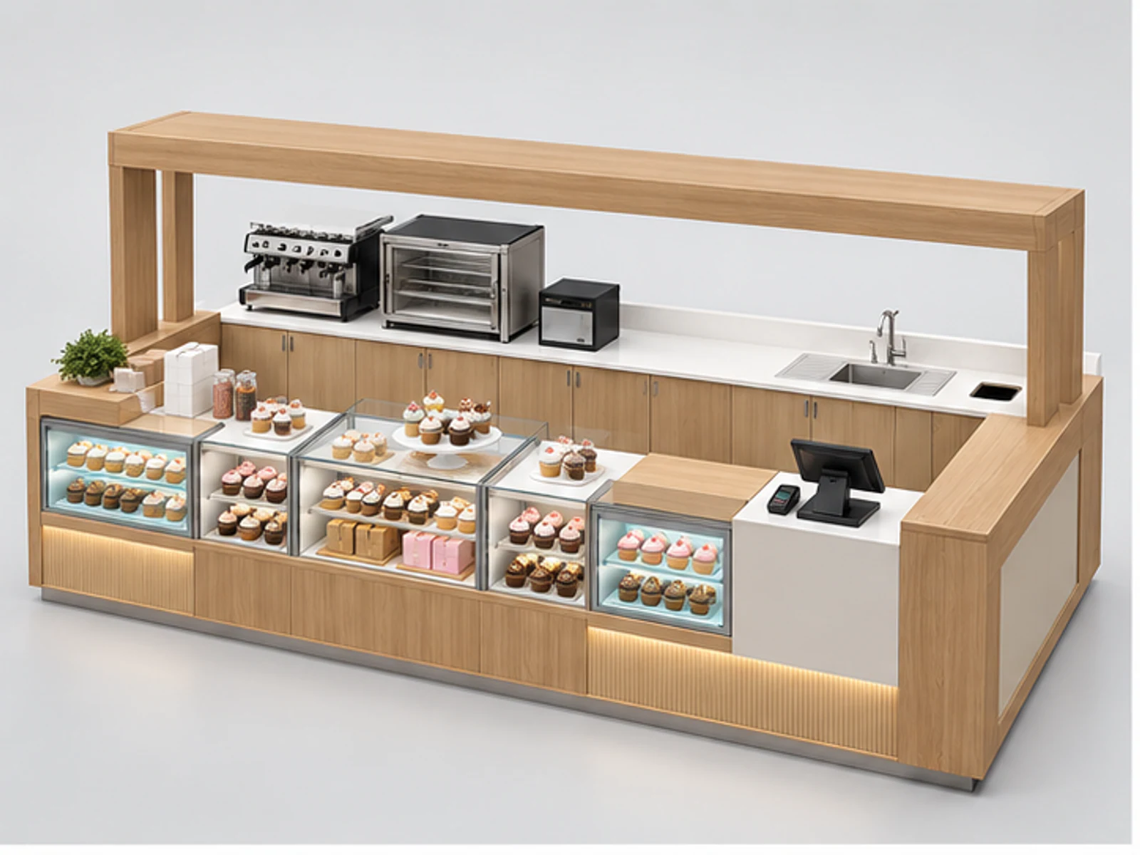 Open Cupcake Kiosk with Packaging Workstation main three-quarter product view