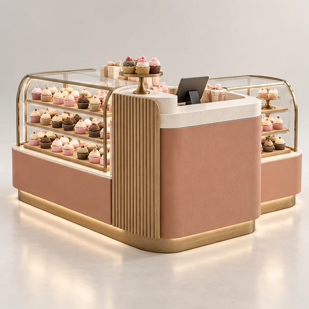 Pastel Cupcake Kiosk with Gift-Box Counter main three-quarter product rendering