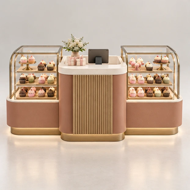 Pastel Cupcake Kiosk with Gift-Box Counter customer-facing service and display view