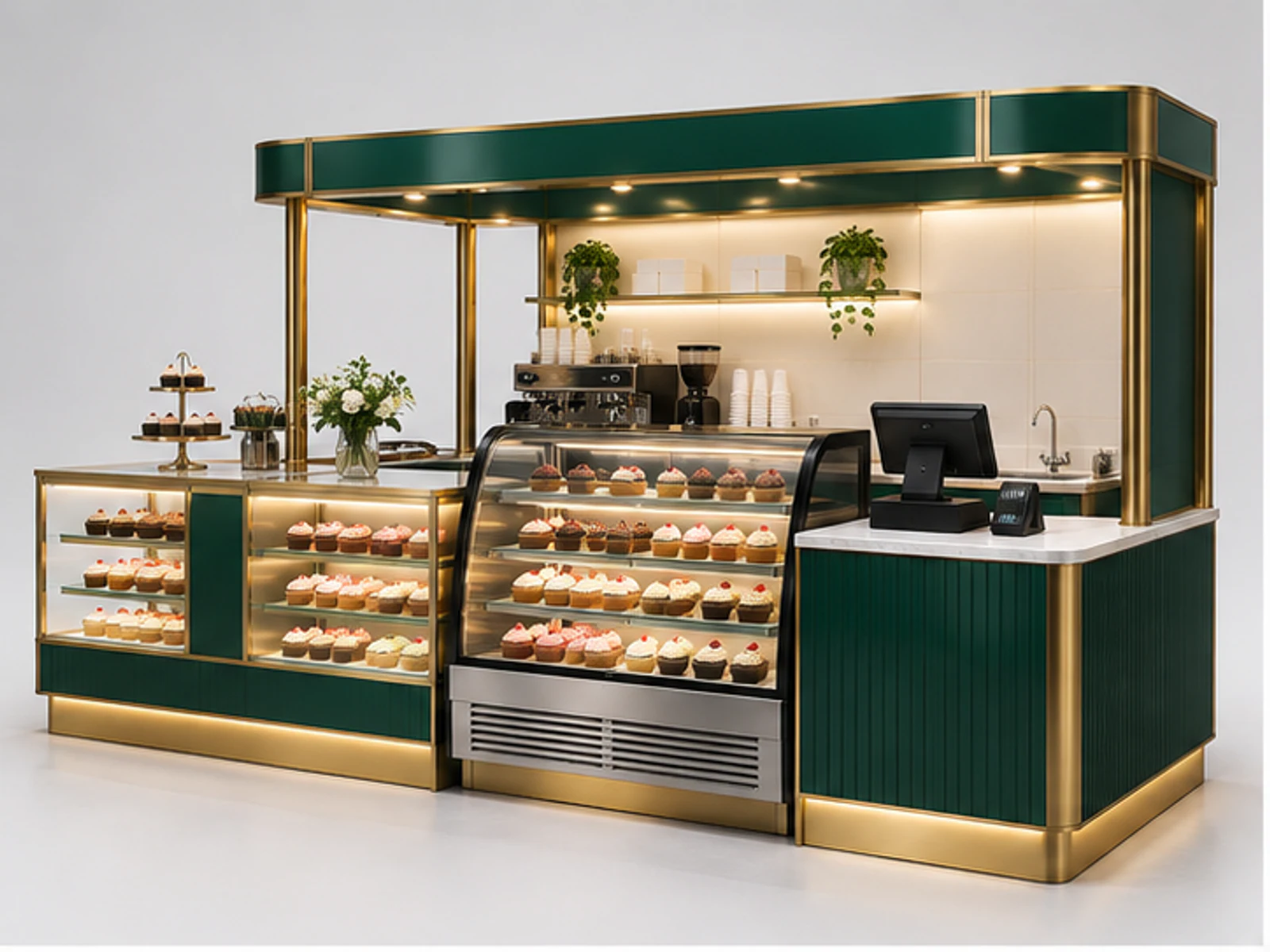 Premium Cupcake Retail Counter with LED Shelves main three-quarter product view