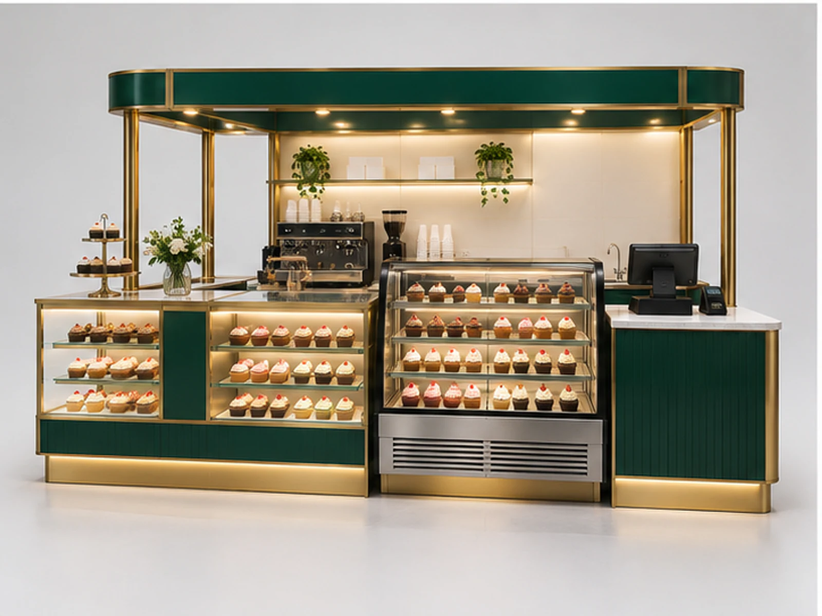 Premium Cupcake Retail Counter with LED Shelves customer-facing display and service counter