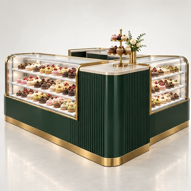 Premium Patisserie Kiosk with Chilled Cupcake Case main three-quarter product rendering