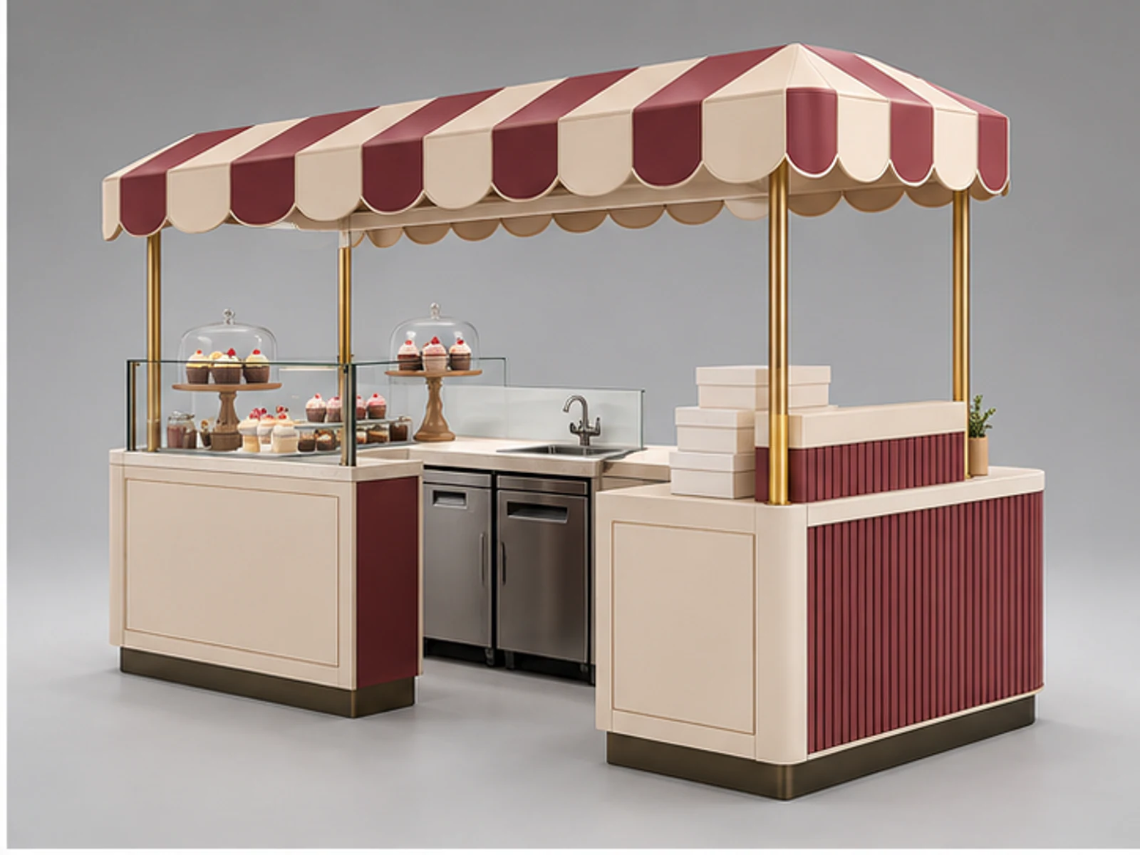 Seasonal Cupcake Booth with Flexible Display opposite angle showing overall kiosk layout