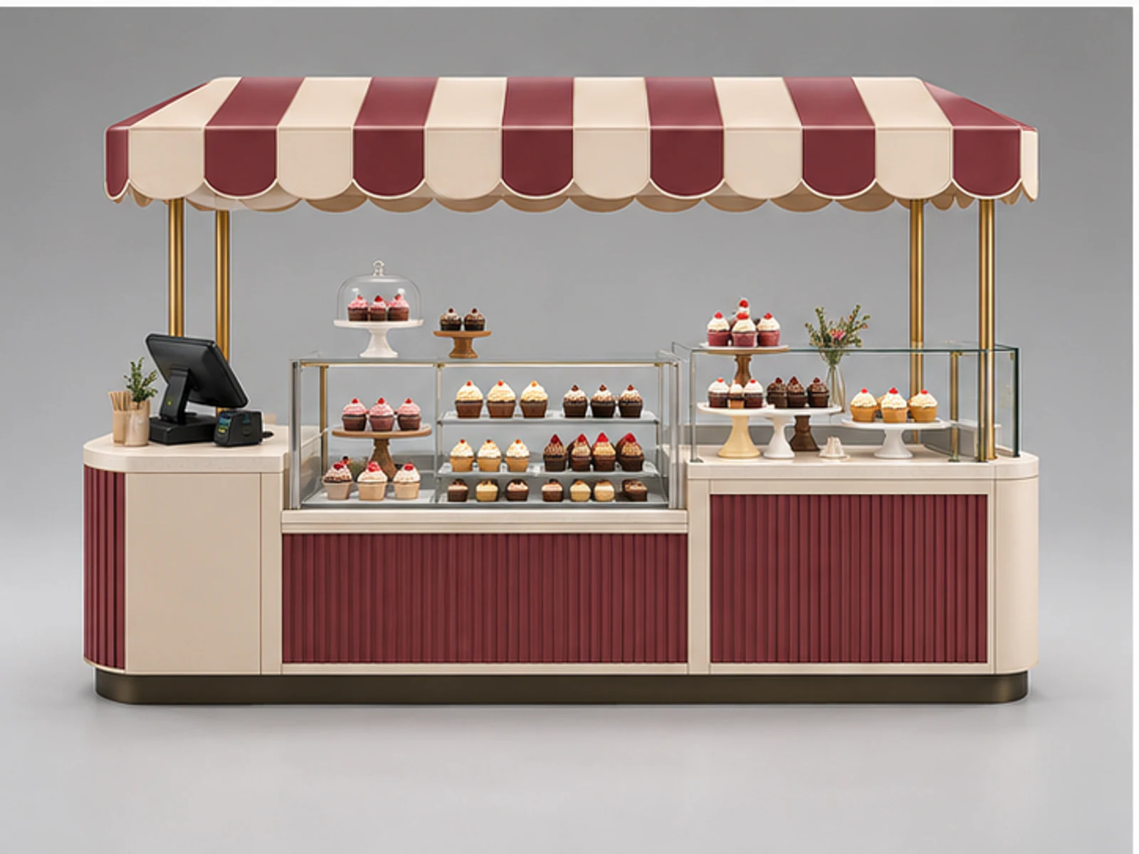 Seasonal Cupcake Booth with Flexible Display customer-facing display and service counter
