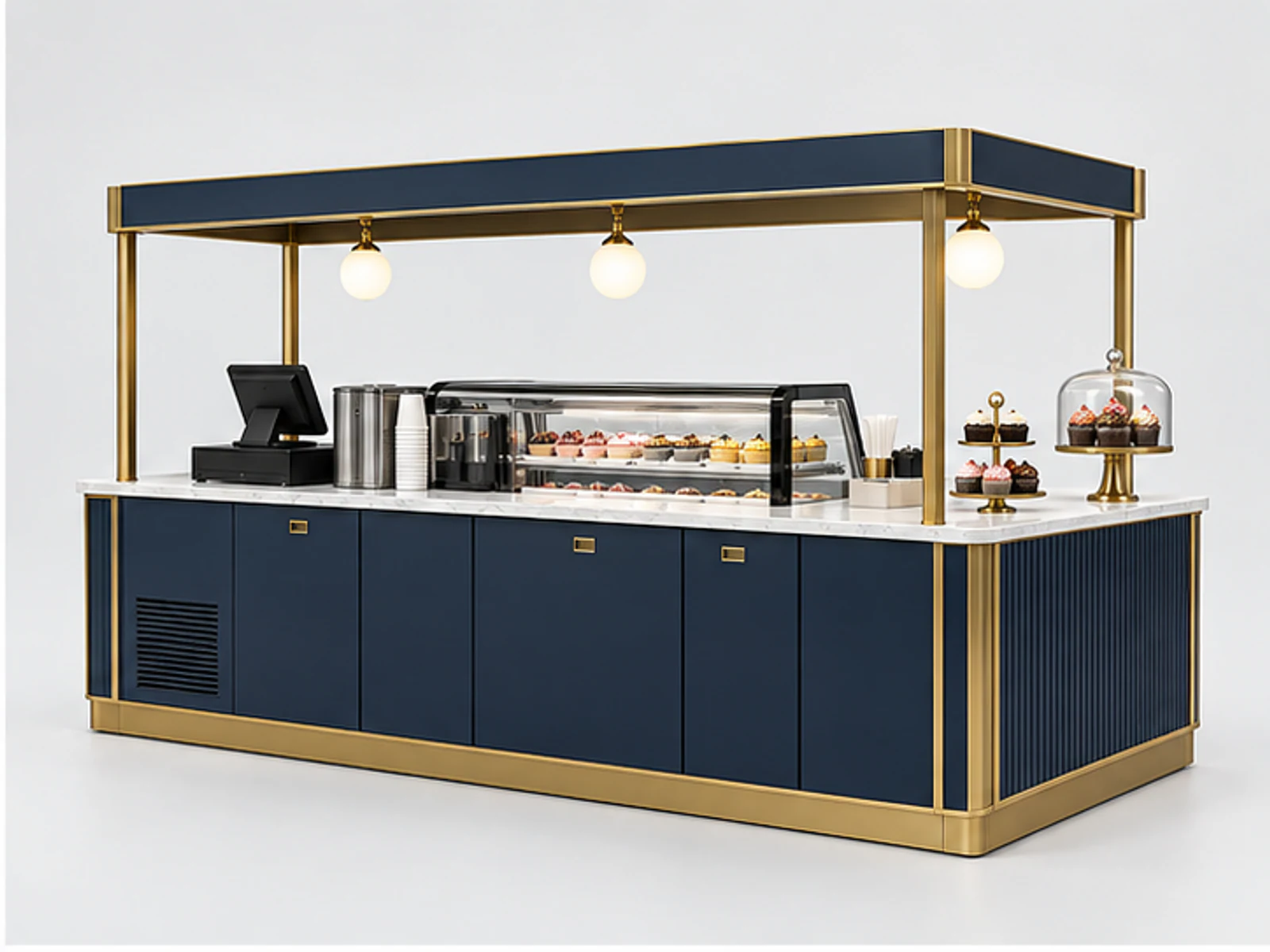 Small Cupcake Booth with POS and Storage opposite angle showing overall kiosk layout