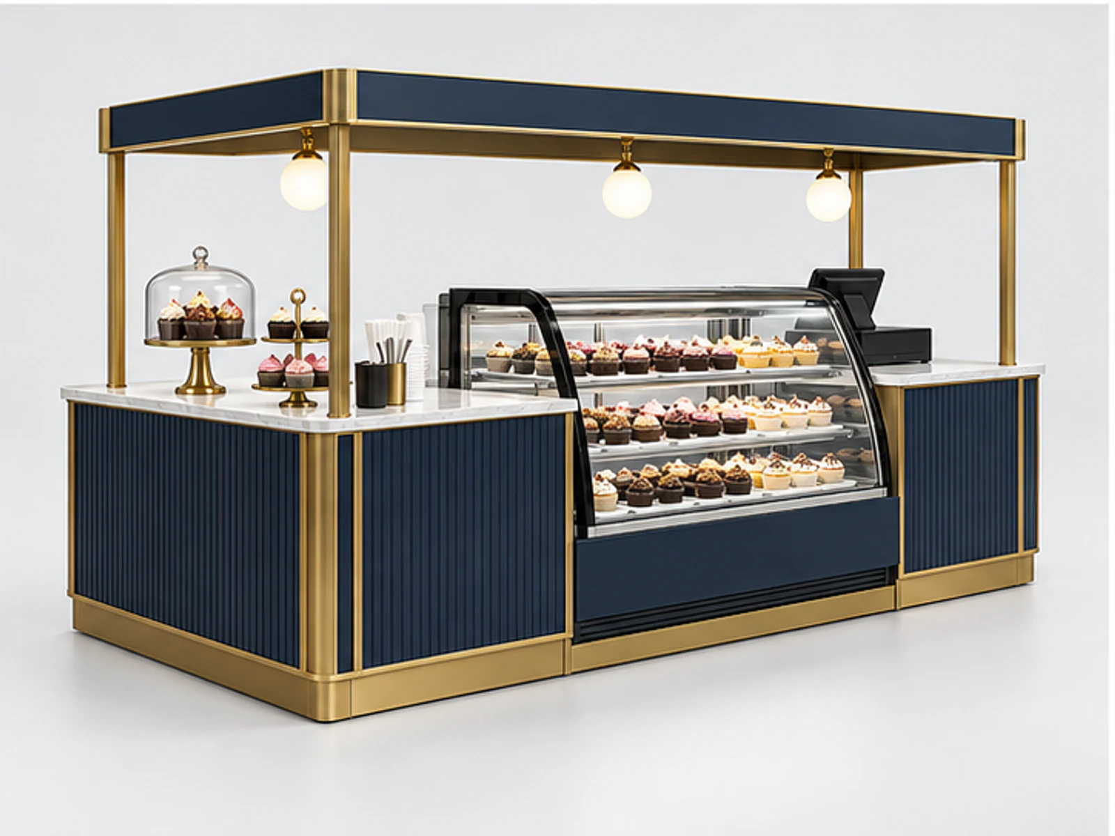 Small Cupcake Booth with POS and Storage customer-facing display and service counter