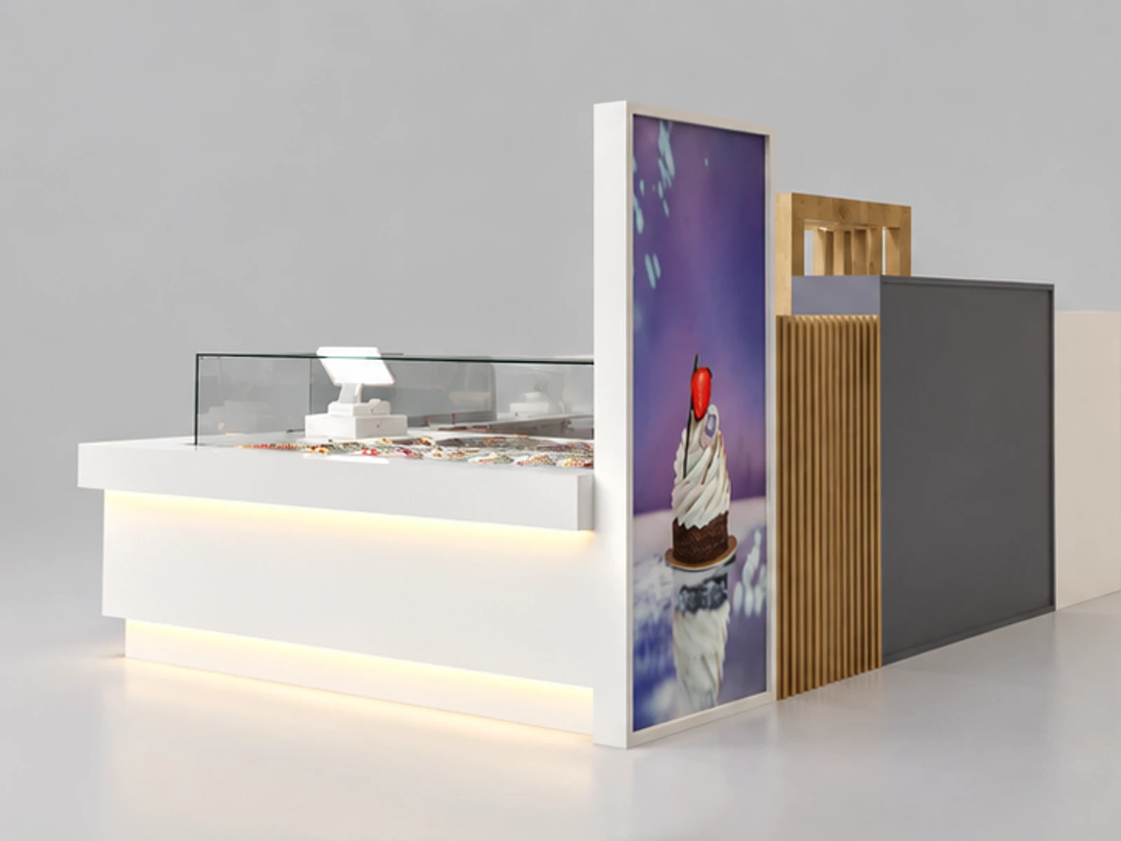 Attractive Frozen Yogurt Booth Ice Cream Food Retail Kiosk main three-quarter view