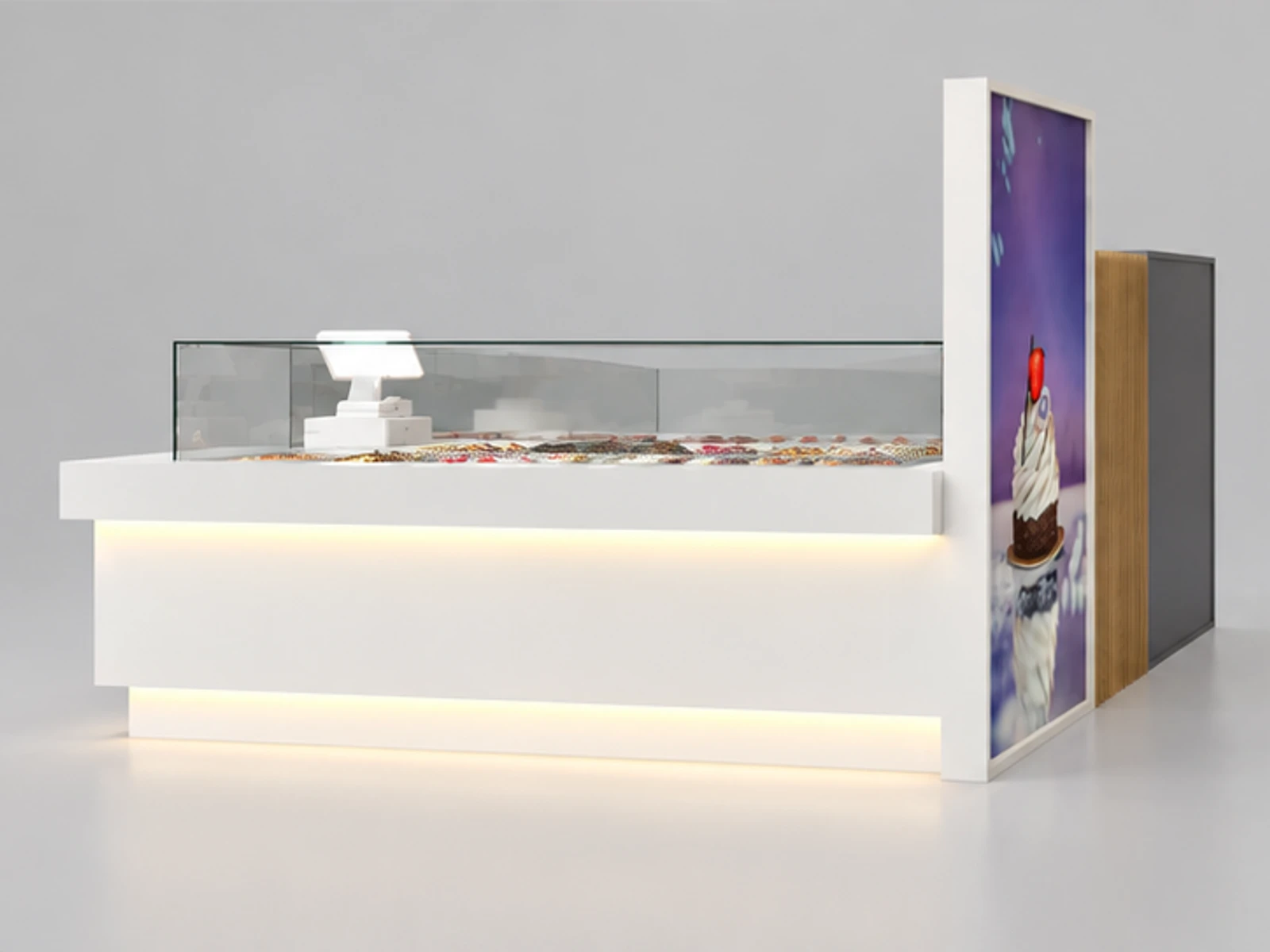 Attractive Frozen Yogurt Booth Ice Cream Food Retail Kiosk customer-facing service and display view