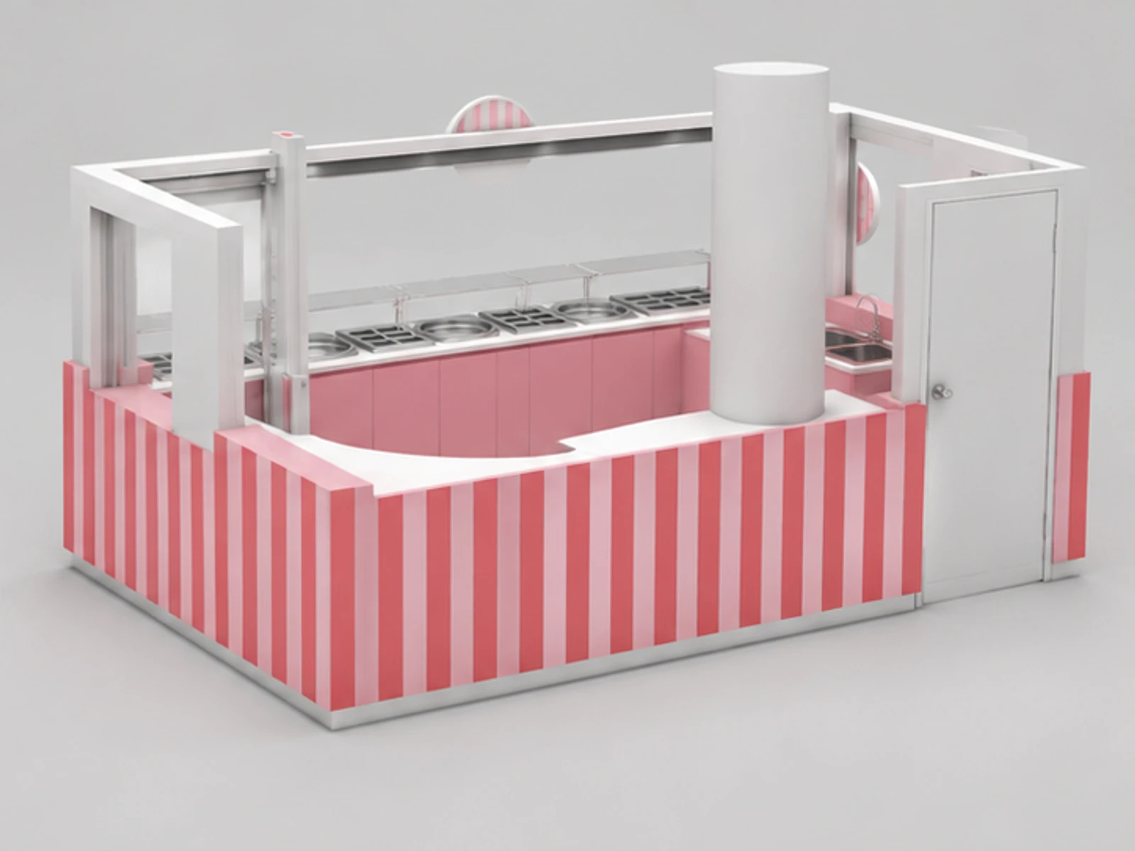 Customized Yogurt Kiosk & Frozen Yogurt Display Counter for Ice Cream Booth for Sale opposite angle and overall footprint