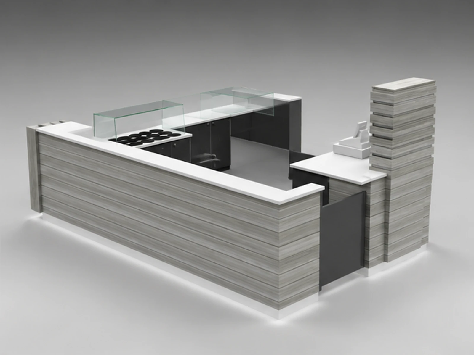 High-Quality Frozen Yogurt Kiosk & Ice Cream Booth with Professional Design for Sale opposite angle and overall footprint