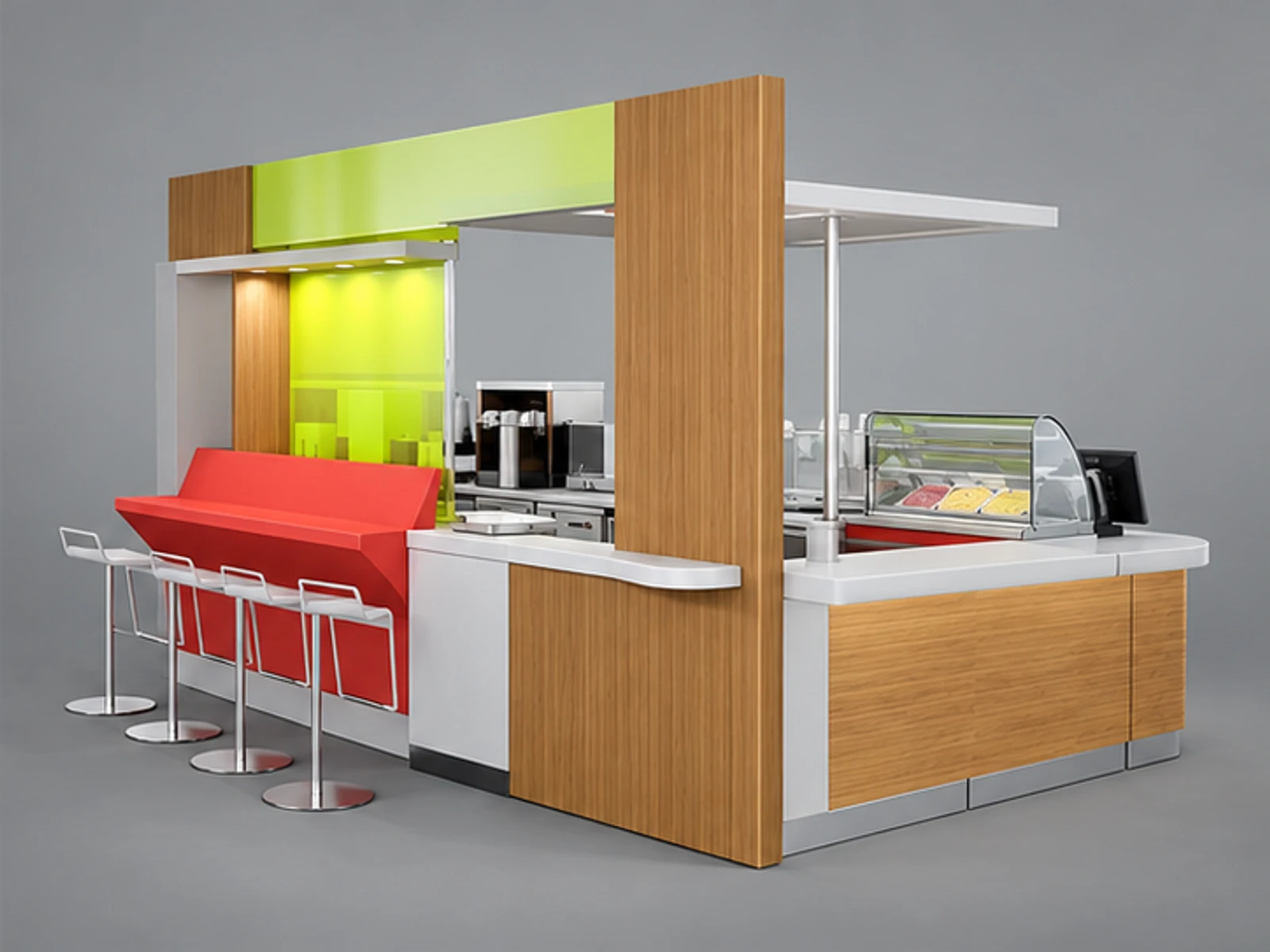 Hot Selling Frozen Yogurt Display Stand & Ice Cream Display Stand for Sale opposite angle and overall footprint